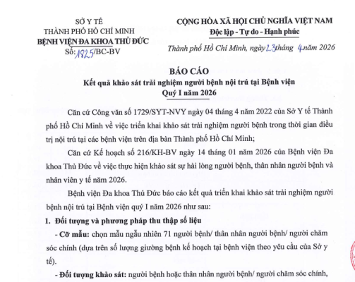 Kết quả khảo sát trải nghiệm người bệnh nội trú tại Bệnh viện quý I năm 2026 1 Screenshot 2026 06 08 142811
