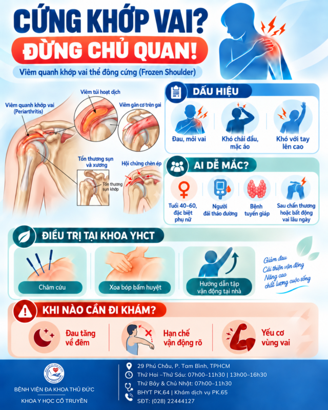 CỨNG KHỚP VAI: DẤU HIỆU NHẬN BIẾT, YẾU TỐ NGUY CƠ VÀ PHƯƠNG PHÁP ĐIỀU TRỊ