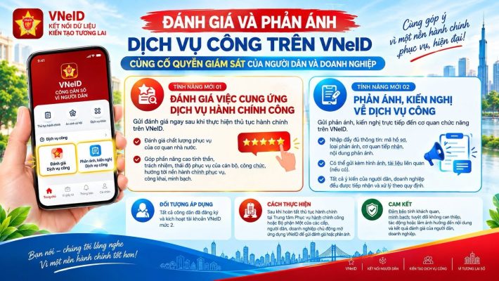 Đánh giá và phản ánh dịch vụ công trên VNeID: Người dân tăng quyền giám sát, chính quyền nâng cao chất lượng phục vụ